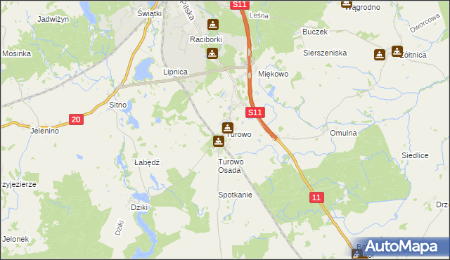 mapa Turowo gmina Szczecinek, Turowo gmina Szczecinek na mapie Targeo