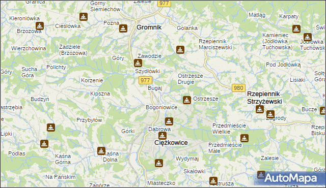 mapa Tursko gmina Ciężkowice, Tursko gmina Ciężkowice na mapie Targeo