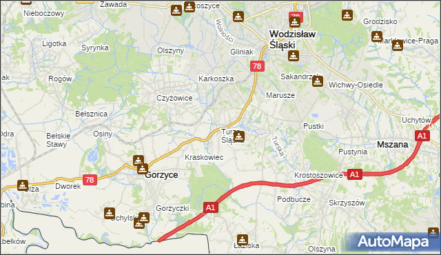 mapa Turza Śląska, Turza Śląska na mapie Targeo