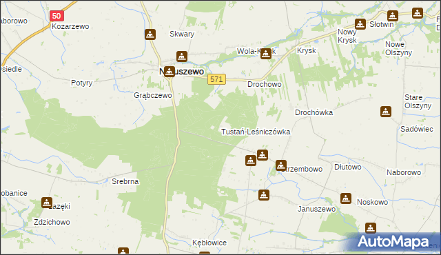 mapa Tustań-Leśniczówka, Tustań-Leśniczówka na mapie Targeo