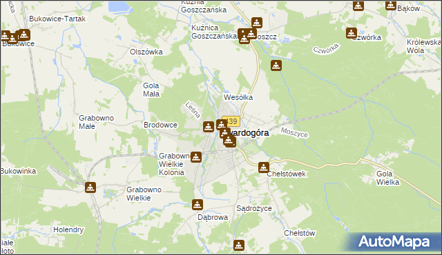 mapa Twardogóra, Twardogóra na mapie Targeo