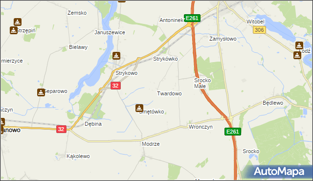 mapa Twardowo gmina Stęszew, Twardowo gmina Stęszew na mapie Targeo