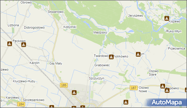 mapa Twardowo gmina Szamotuły, Twardowo gmina Szamotuły na mapie Targeo