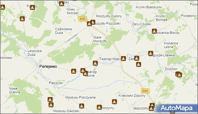 mapa Twarogi-Mazury, Twarogi-Mazury na mapie Targeo