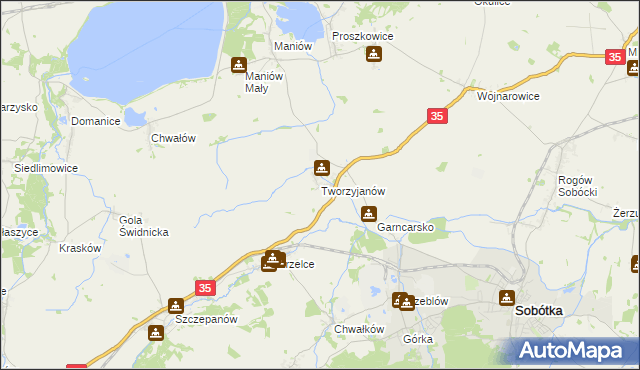 mapa Tworzyjanów, Tworzyjanów na mapie Targeo