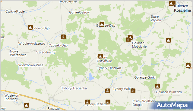 mapa Tybory Uszyńskie, Tybory Uszyńskie na mapie Targeo