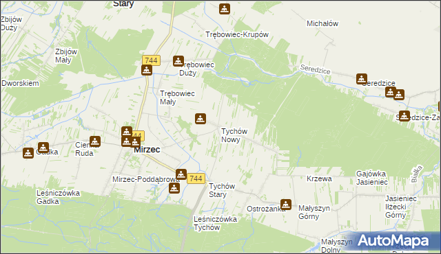 mapa Tychów Nowy, Tychów Nowy na mapie Targeo