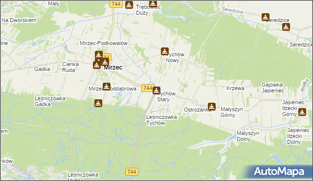 mapa Tychów Stary, Tychów Stary na mapie Targeo