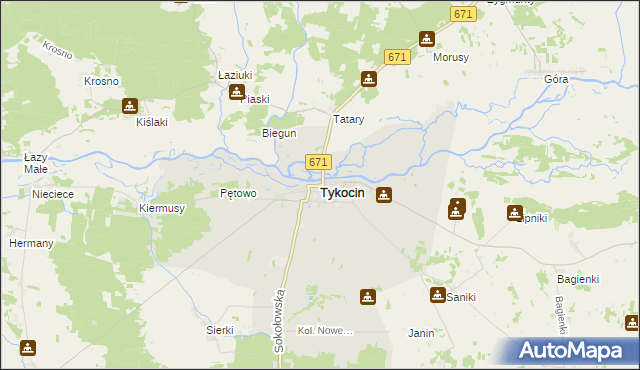 mapa Tykocin, Tykocin na mapie Targeo