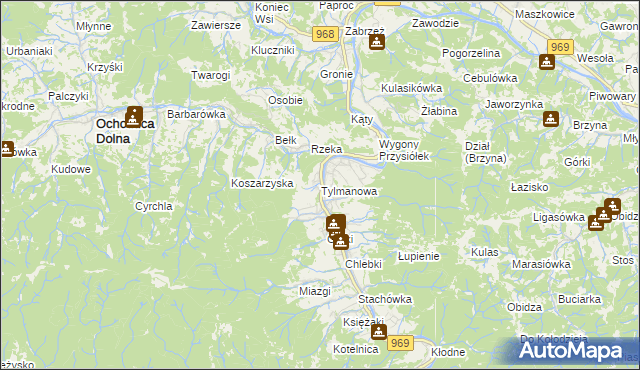 mapa Tylmanowa, Tylmanowa na mapie Targeo