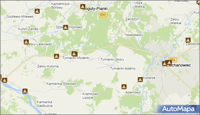 mapa Tymianki-Skóry, Tymianki-Skóry na mapie Targeo