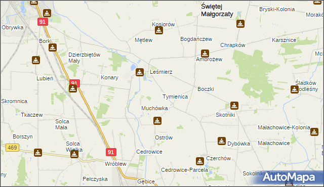 mapa Tymienica, Tymienica na mapie Targeo