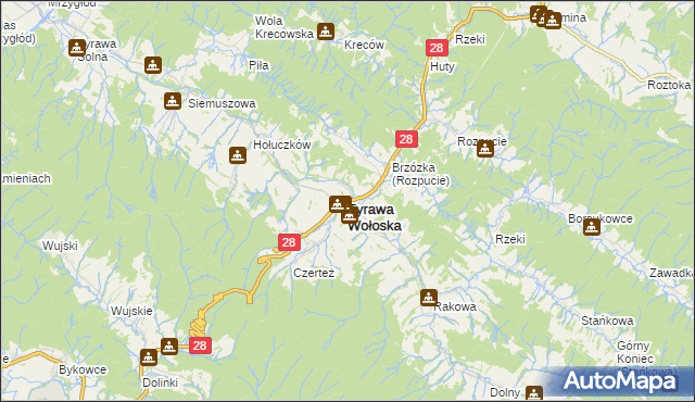 mapa Tyrawa Wołoska, Tyrawa Wołoska na mapie Targeo