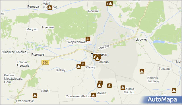 mapa Tyszowce, Tyszowce na mapie Targeo