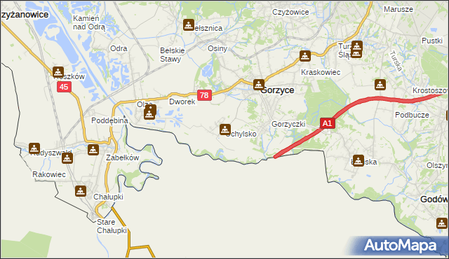 mapa Uchylsko, Uchylsko na mapie Targeo