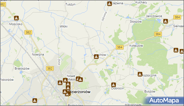 mapa Uciechów gmina Dzierżoniów, Uciechów gmina Dzierżoniów na mapie Targeo