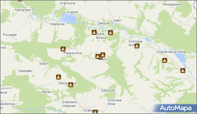 mapa Ugory gmina Józefów nad Wisłą, Ugory gmina Józefów nad Wisłą na mapie Targeo