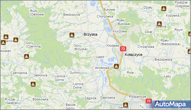 mapa Ujazd gmina Brzyska, Ujazd gmina Brzyska na mapie Targeo