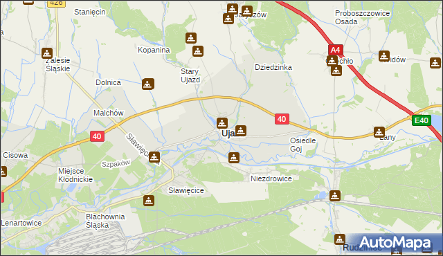 mapa Ujazd powiat strzelecki, Ujazd powiat strzelecki na mapie Targeo