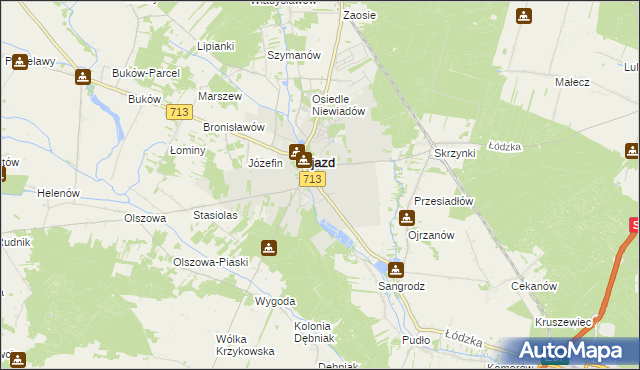 mapa Ujazd powiat tomaszowski, Ujazd powiat tomaszowski na mapie Targeo