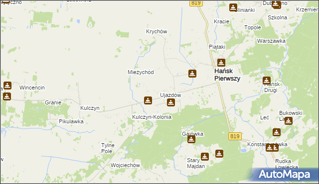 mapa Ujazdów gmina Hańsk, Ujazdów gmina Hańsk na mapie Targeo