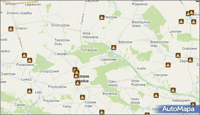 mapa Ujazdówek gmina Kobiele Wielkie, Ujazdówek gmina Kobiele Wielkie na mapie Targeo