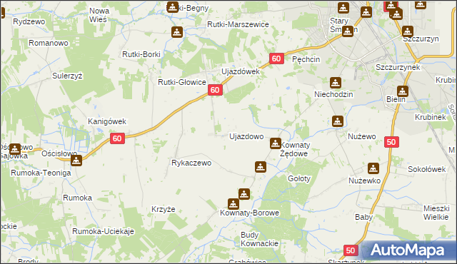 mapa Ujazdowo gmina Ciechanów, Ujazdowo gmina Ciechanów na mapie Targeo