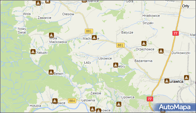 mapa Ujkowice, Ujkowice na mapie Targeo