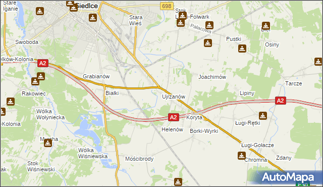 mapa Ujrzanów, Ujrzanów na mapie Targeo