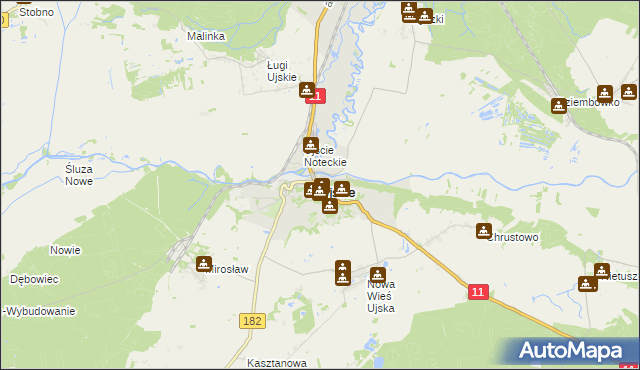 mapa Ujście powiat pilski, Ujście powiat pilski na mapie Targeo