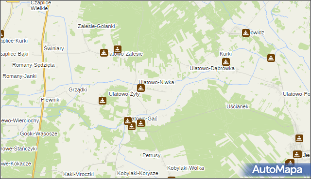 mapa Ulatowo-Borzuchy, Ulatowo-Borzuchy na mapie Targeo