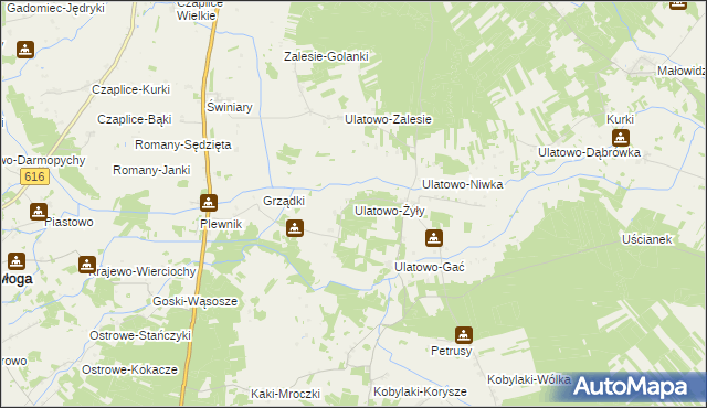 mapa Ulatowo-Żyły, Ulatowo-Żyły na mapie Targeo