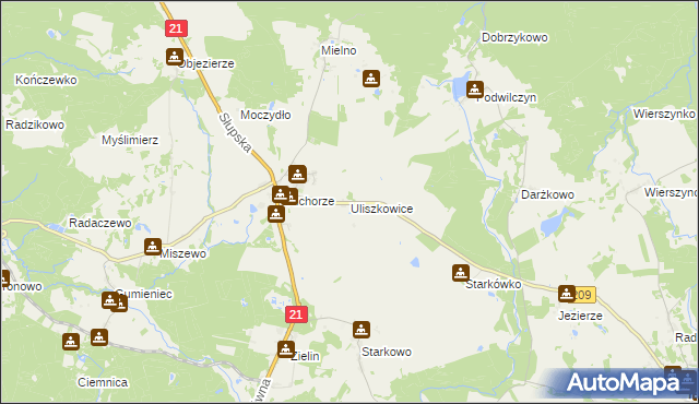 mapa Uliszkowice, Uliszkowice na mapie Targeo