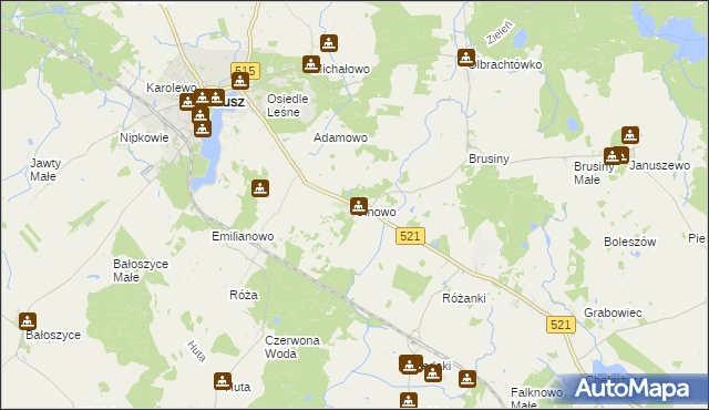 mapa Ulnowo gmina Susz, Ulnowo gmina Susz na mapie Targeo