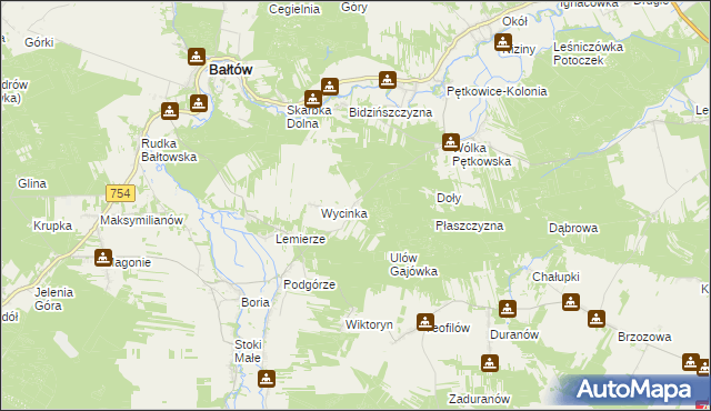 mapa Ulów gmina Bałtów, Ulów gmina Bałtów na mapie Targeo