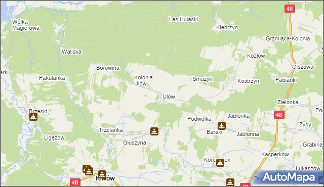 mapa Ulów gmina Klwów, Ulów gmina Klwów na mapie Targeo