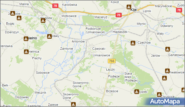 mapa Umianowice, Umianowice na mapie Targeo