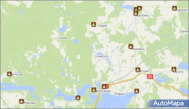 mapa Uniemino, Uniemino na mapie Targeo