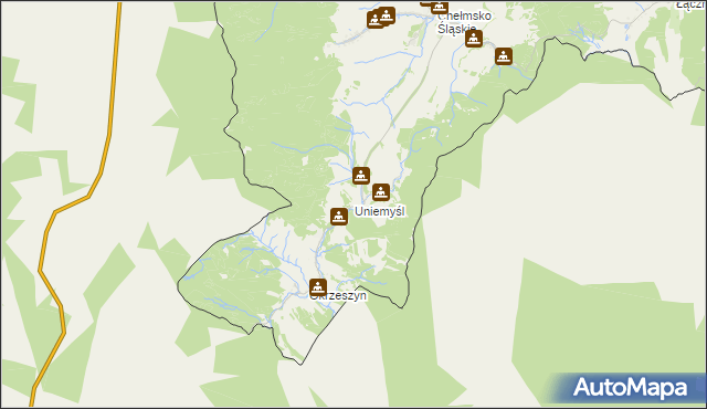 mapa Uniemyśl gmina Lubawka, Uniemyśl gmina Lubawka na mapie Targeo