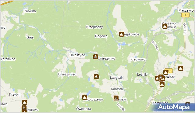 mapa Unieszynko, Unieszynko na mapie Targeo