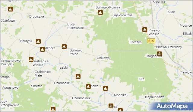 mapa Unikowo gmina Strzegowo, Unikowo gmina Strzegowo na mapie Targeo