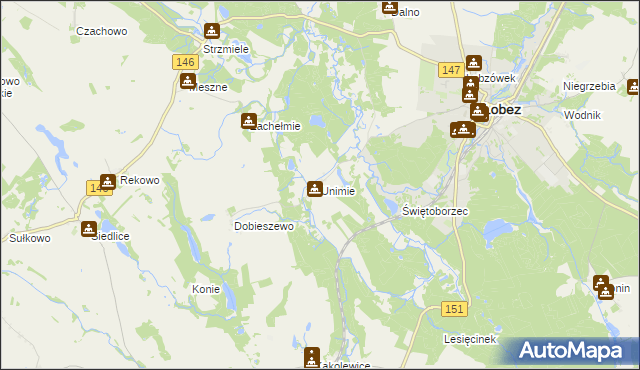 mapa Unimie, Unimie na mapie Targeo