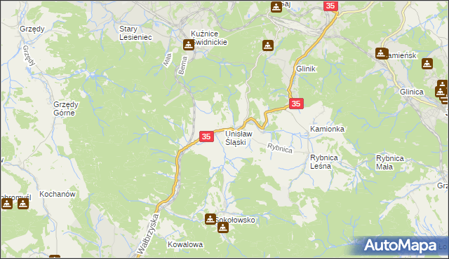 mapa Unisław Śląski, Unisław Śląski na mapie Targeo