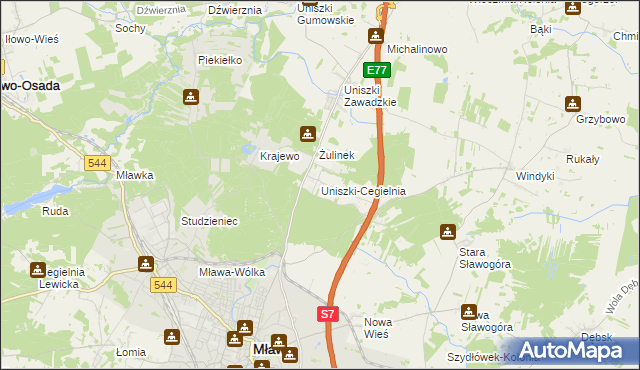 mapa Uniszki-Cegielnia, Uniszki-Cegielnia na mapie Targeo