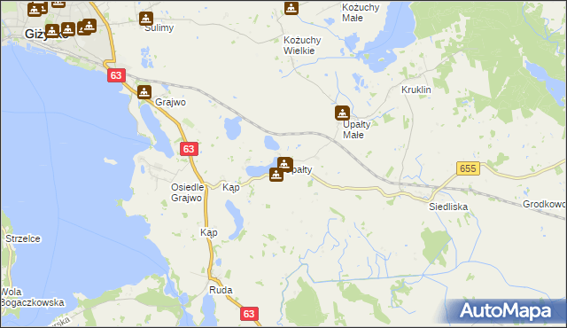 mapa Upałty, Upałty na mapie Targeo