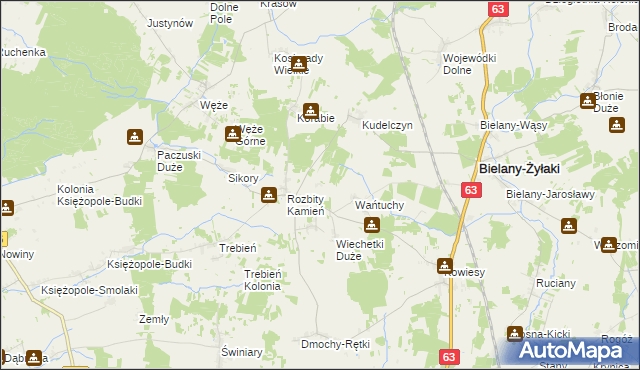 mapa Urbanki gmina Bielany, Urbanki gmina Bielany na mapie Targeo