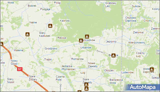 mapa Urbanów, Urbanów na mapie Targeo