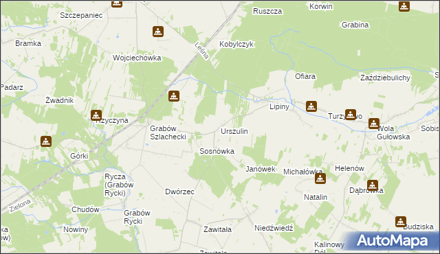 mapa Urszulin gmina Nowodwór, Urszulin gmina Nowodwór na mapie Targeo