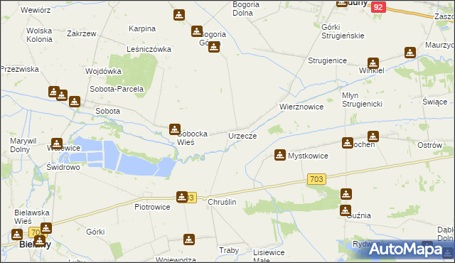 mapa Urzecze gmina Zduny, Urzecze gmina Zduny na mapie Targeo