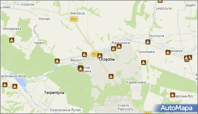 mapa Urzędów, Urzędów na mapie Targeo